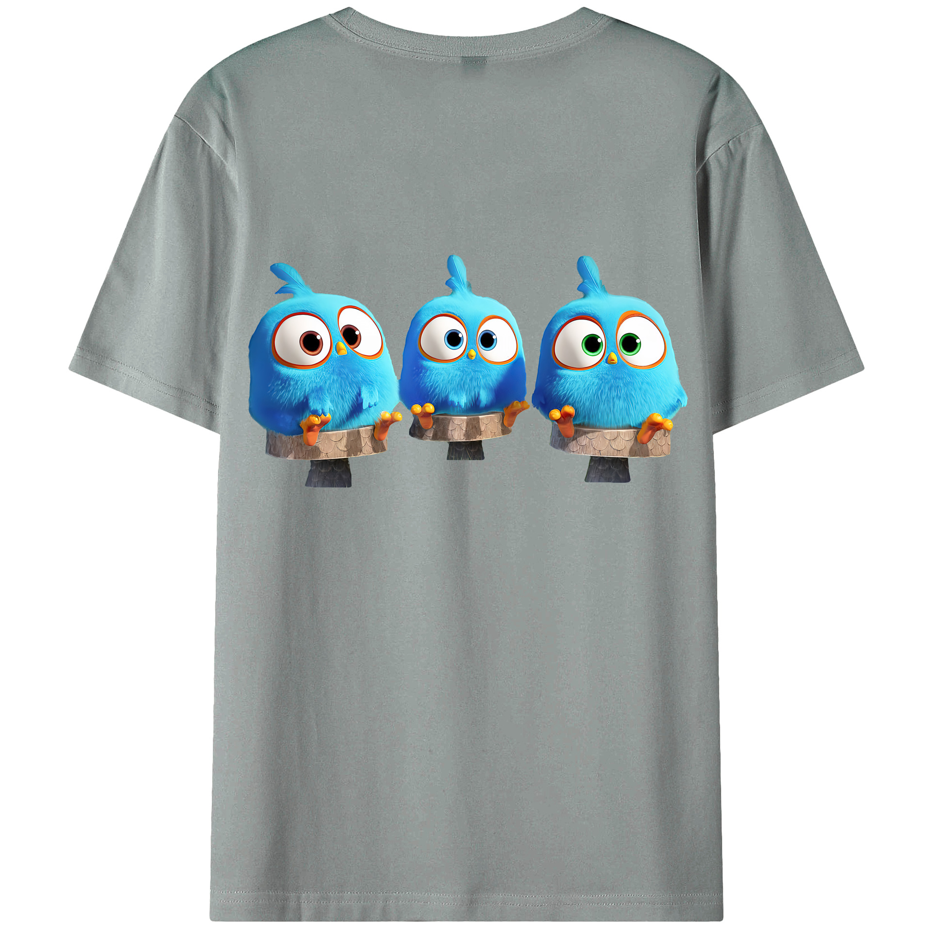 （画像用） Angry Birds アングリーバード 綿100％ メンズ半袖Tシャツ（バックプリント） 通気性